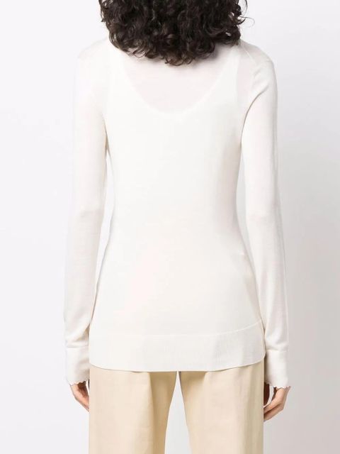 Chloé scallop-cuff wool cardigan - Neutrals