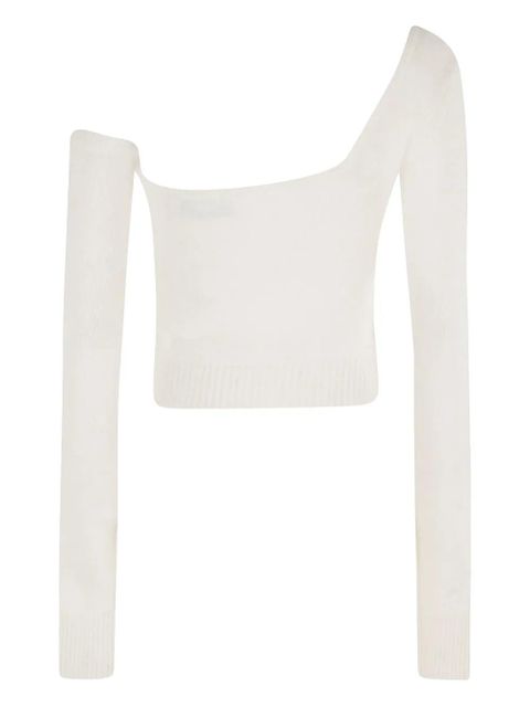 Blumarine flower-appliqué one-shoulder top - White - zdjęcie produktu nr 2