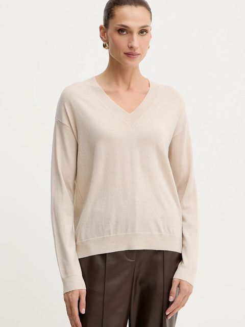 Weekend Max Mara sweter wełniany FIOCCHI damski kolor beżowy lekki 2525366042600 - zdjęcie produktu nr 1