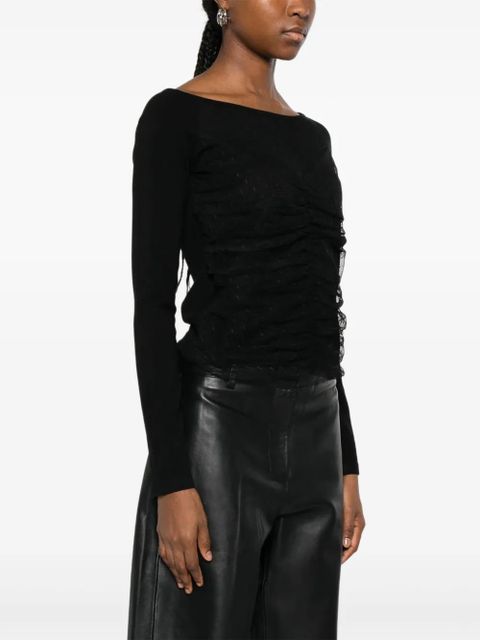 TWINSET ruched dotted blouse - Black