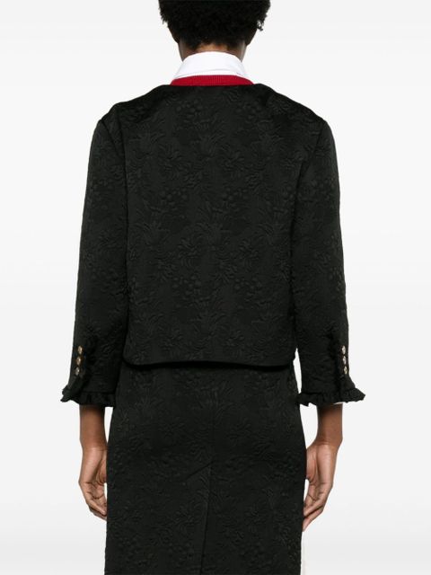 Miu Miu floral-matelessé cropped jacket - Black