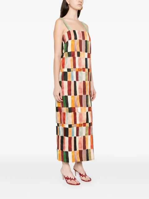 ALEMAIS x LRNCE Marjorelle square-neck strappy midi dress - Neutrals