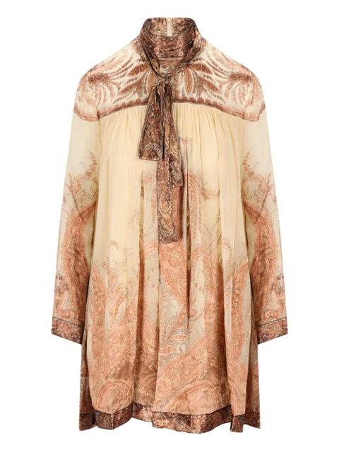 ZIMMERMANN Hypnotic paisley-print tied-neck dress - Neutrals - zdjęcie produktu nr 1