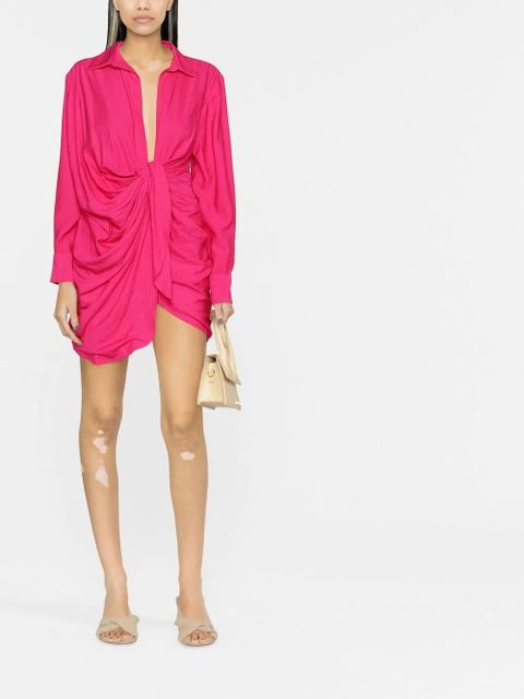Jacquemus La Robe Bahia draped shirtdress - Pink - zdjęcie produktu nr 2