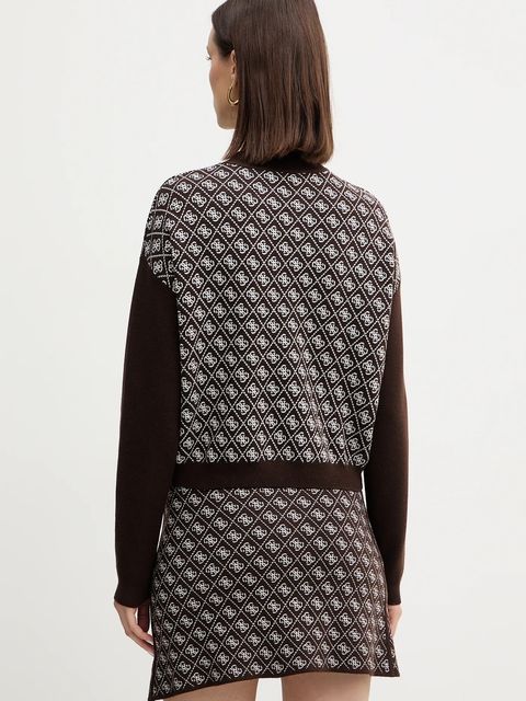 Guess sweter z domieszką wełny AUBREY damski kolor brązowy z półgolfem W5BR23 Z3JD2