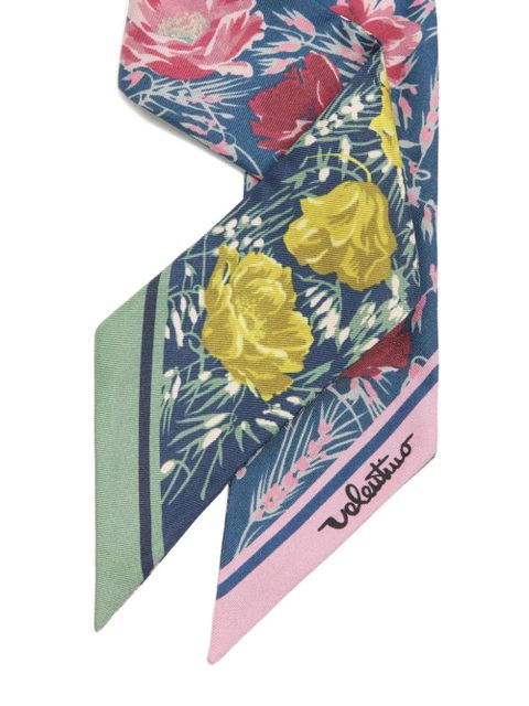 Valentino Garavani Apres l'Hiver poppies bandeau scarf in silk - Blue