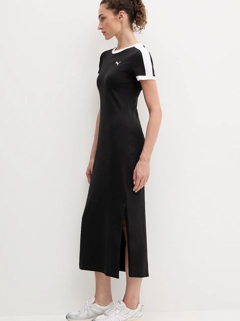 Puma sukienka kolor czarny midi prosta 632140