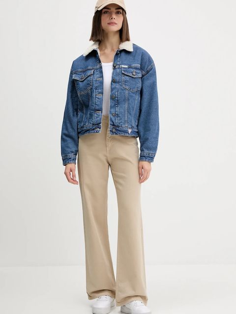 Guess Jeans kurtka jeansowa kolor niebieski przejściowa oversize W4BN64 D5CC3