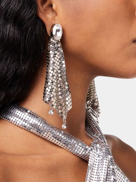 Rabanne crystal-embellished chainmail drop earrings - Silver