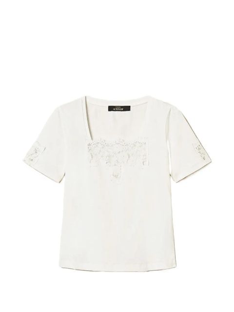 TWINSET lace-detail T-shirt - White - zdjęcie produktu nr 1