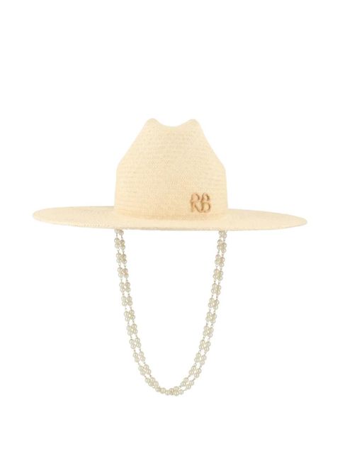 Ruslan Baginskiy pearl-embellished straw hat - Neutrals - zdjęcie produktu nr 2