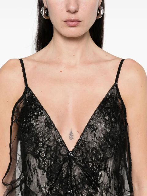 The Attico tulle-overlay midi dress - Black - zdjęcie produktu nr 2