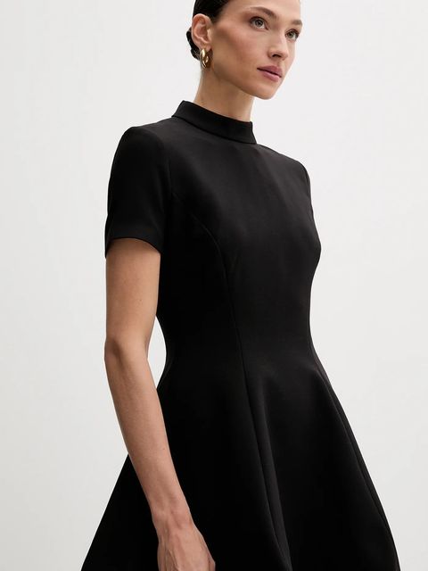 Bardot sukienka kolor czarny mini rozkloszowana 59907DB