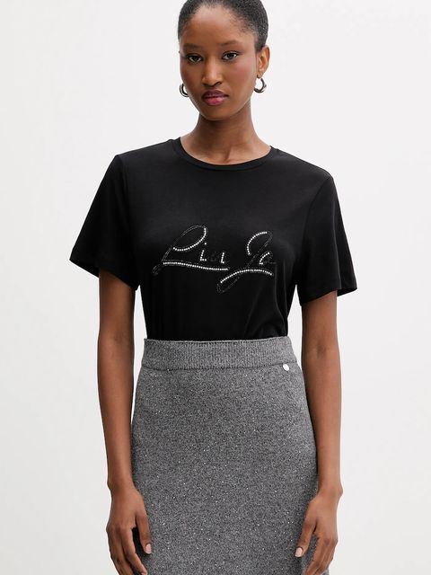 Liu Jo t-shirt bawełniany damski kolor czarny MF5410 JS923 - zdjęcie produktu nr 1