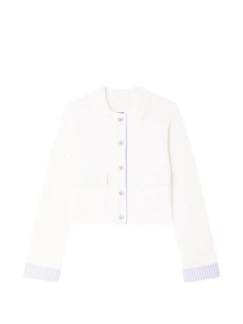 SANDRO polo-collar striped-cuff cardigan - Neutrals - zdjęcie produktu nr 1