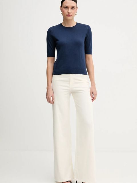 United Colors of Benetton spodnie damskie kolor beżowy szerokie high waist 41ULDE029 - zdjęcie produktu nr 2