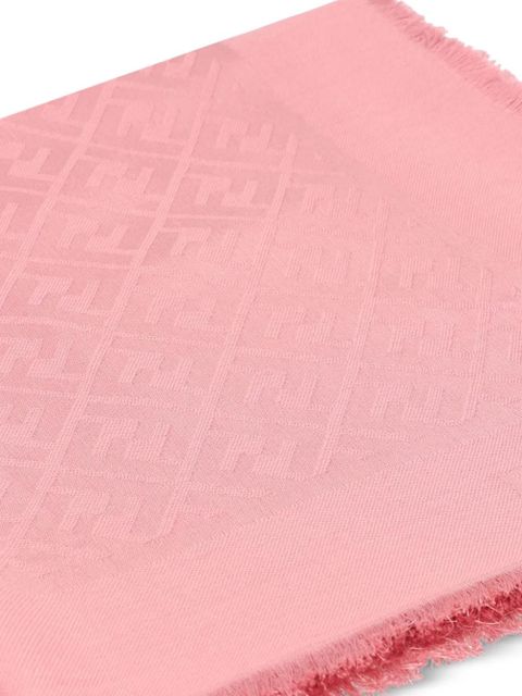 FENDI logo-pattern frayed-edge shawl - Pink