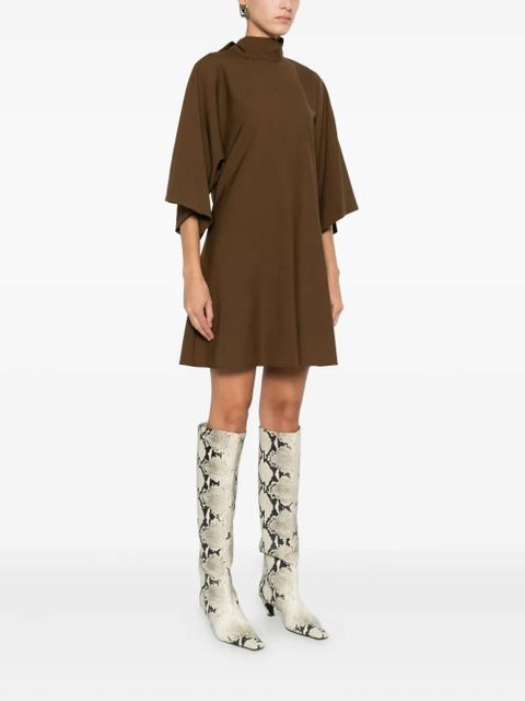 SOLOTRE high-neck mini dress - Brown