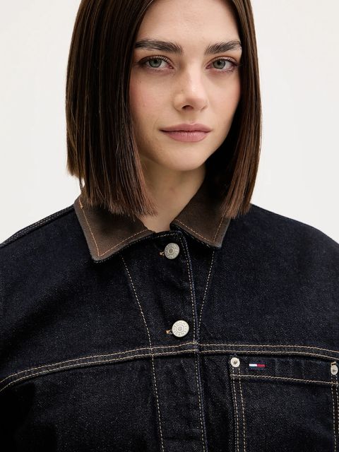 Tommy Jeans kurtka jeansowa kolor granatowy przejściowa DW0DW21981