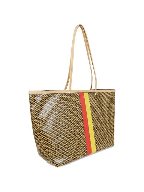 Tory Burch The Racer striped-detail tote bag - Brown