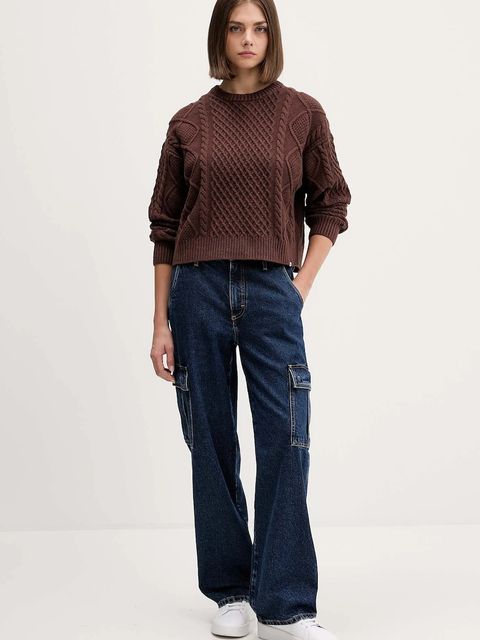 Guess Jeans sweter z dodatkiem wełny damski kolor brązowy lekki W5BR09 Z0561 - zdjęcie produktu nr 2