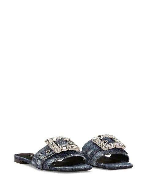 Dolce & Gabbana embellished patchwork-denim sandals - Blue