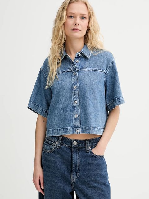 Rag & Bone koszula jeansowa damska kolor niebieski relaxed z kołnierzykiem klasycznym WDD25PA001UFRI - zdjęcie produktu nr 1