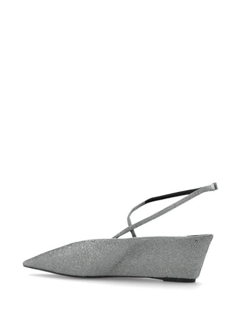 Tory Burch 50mm pavé-embellished wedge-heel pumps - Silver