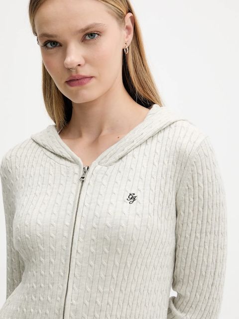 Guess Jeans kardigan z domieszką jedwabiu damska kolor szary lekki W5BR04 Z3HO2 - zdjęcie produktu nr 2