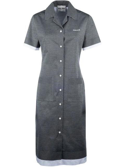 Miu Miu logo-intarsia shirtdress - Grey - zdjęcie produktu nr 1