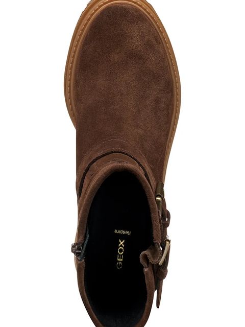 Geox botki skórzane D IRIDEA damskie kolor brązowy na płaskim obcasie D56HRD 00022 C6006