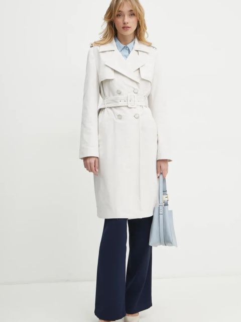 Guess trencz damski kolor beżowy przejściowy W5RL14 WGWD2