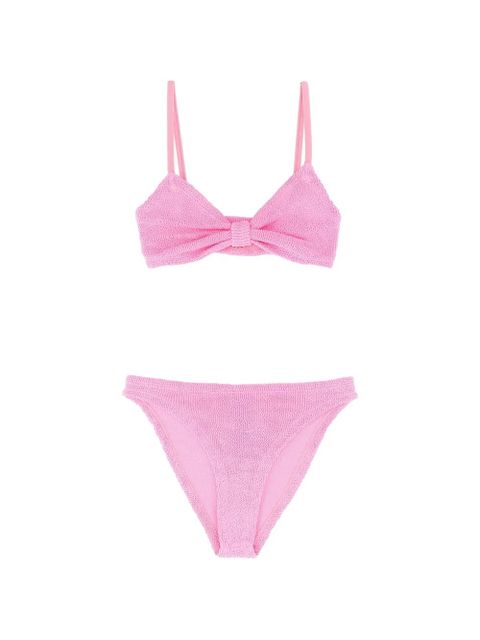 Hunza G Alicia crinkle bow-detail bikini set - Pink - zdjęcie produktu nr 1