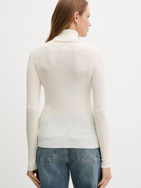 MC2 Saint Barth sweter wełniany damski kolor beżowy lekki z golfem EKA0001 - zdjęcie produktu nr 2