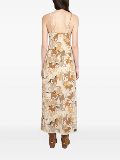Zadig&Voltaire horse-print slip midi dress - Neutrals
