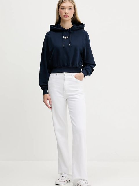 Tommy Jeans bluza bawełniana damska kolor granatowy z kapturem z nadrukiem DW0DW22170 - zdjęcie produktu nr 2