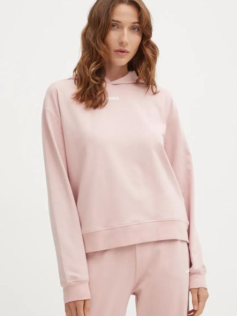 HUGO bluza lounge kolor różowy z kapturem gładka 50490594