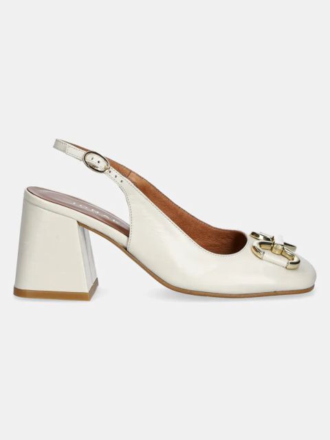 Jonak czółenka skórzane DOUBLE kolor beżowy na słupku 3400188