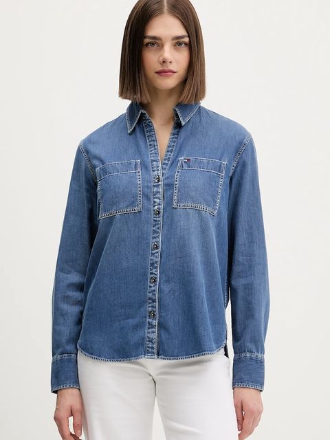 Tommy Jeans koszula damska kolor niebieski regular z kołnierzykiem klasycznym DW0DW22007 - zdjęcie produktu nr 1