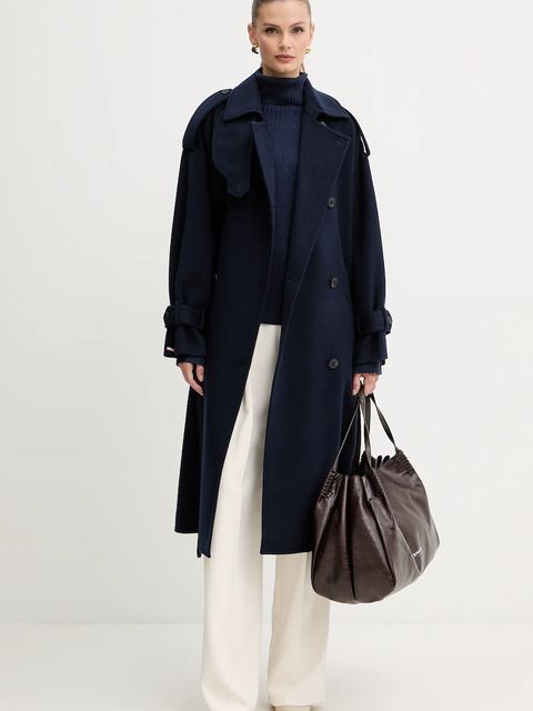 Liu Jo sweter z dodatkiem wełny damski kolor granatowy z golfem MF5445 MS76L - zdjęcie produktu nr 2