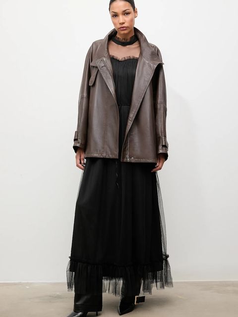 Answear.LAB sukienka kolor czarny maxi prosta