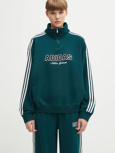 adidas Originals bluza bawełniana Quarter Zip damska kolor zielony z aplikacją KF2309 - zdjęcie produktu nr 1