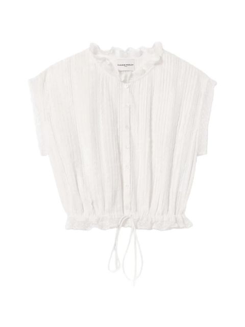 Claudie Pierlot lace-trim pleated shirt - White - zdjęcie produktu nr 1