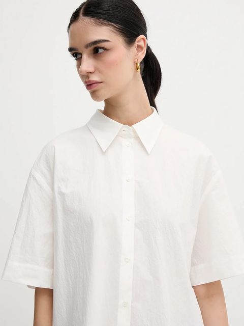 Sisley koszula bawełniana damska kolor biały regular z kołnierzykiem klasycznym 52EHLQ094