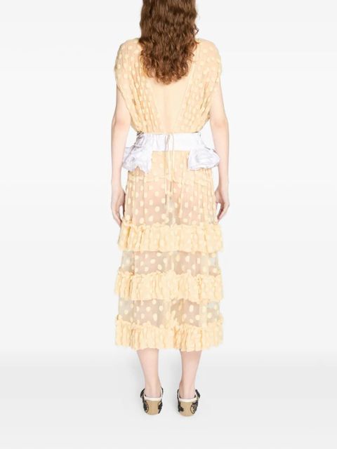 DRIES VAN NOTEN ruffled mesh dress - Neutrals