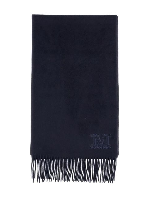 Max Mara monogram-embroidered fringed scarf - Blue - zdjęcie produktu nr 1