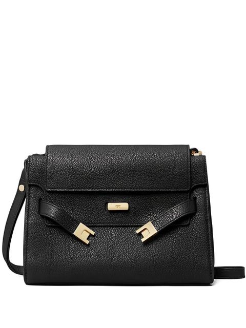 Tory Burch Lee Radziwill pebble-leather flap shoulder bag - Black - zdjęcie produktu nr 1