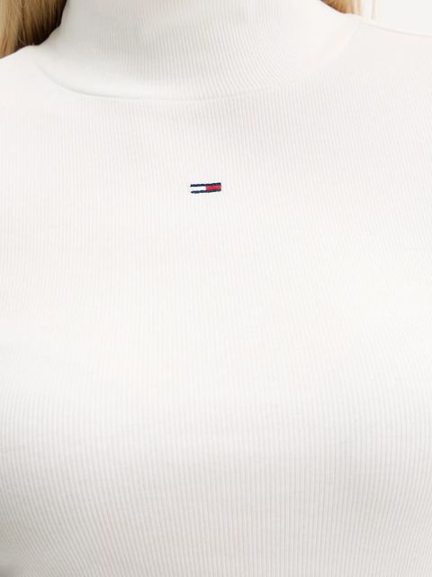 Tommy Jeans longsleeve damski kolor biały z półgolfem DW0DW19830