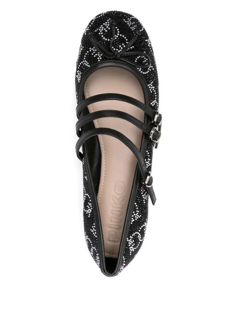PINKO crystal-embellished ballet flats - Black