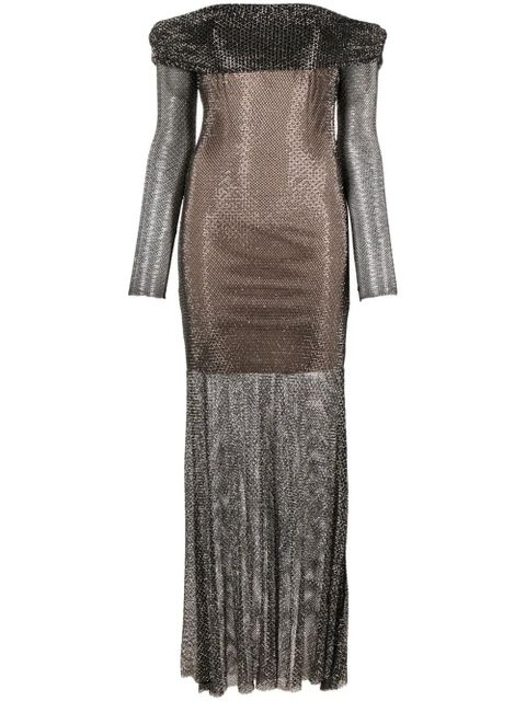 Self-Portrait off-shoulder embellished maxi dress - Black - zdjęcie produktu nr 1